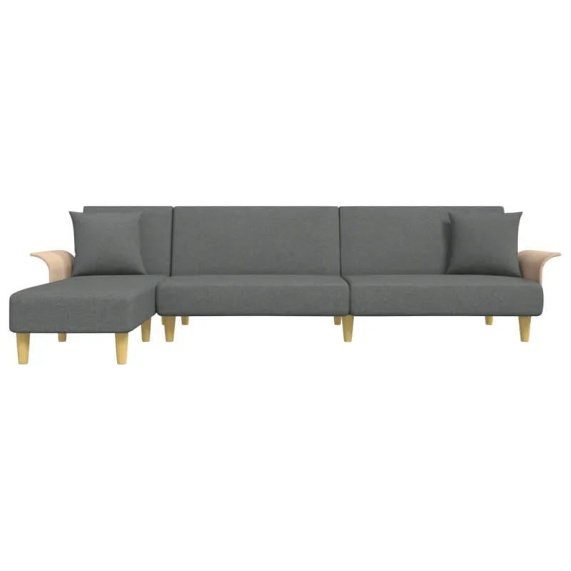 L formos sofa-lova, tamsiai pilka, 279x140x70cm, audinys