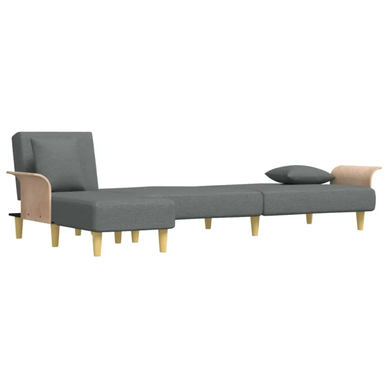 L formos sofa-lova, tamsiai pilka, 279x140x70cm, audinys