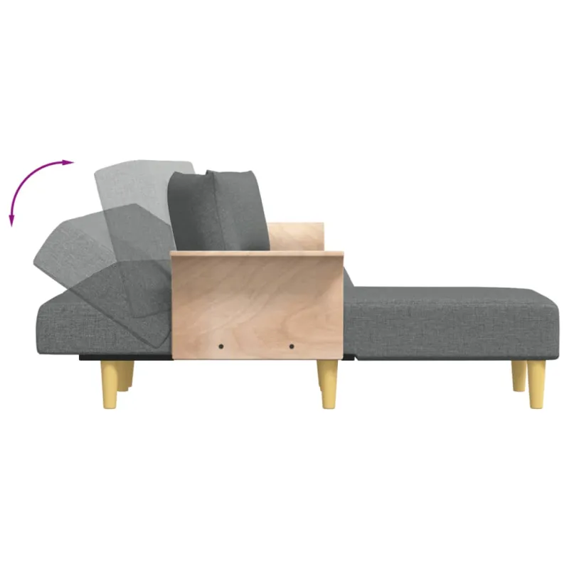 L formos sofa-lova, tamsiai pilka, 279x140x70cm, audinys
