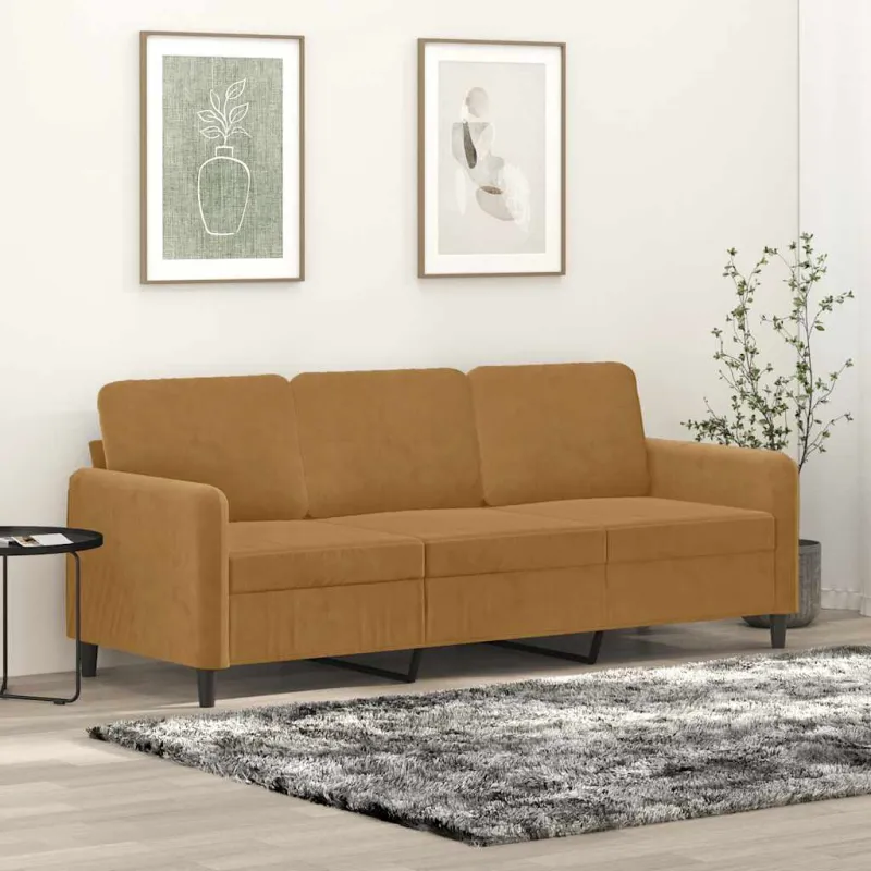 Trivietė sofa, rudos spalvos, 180cm, aksomas