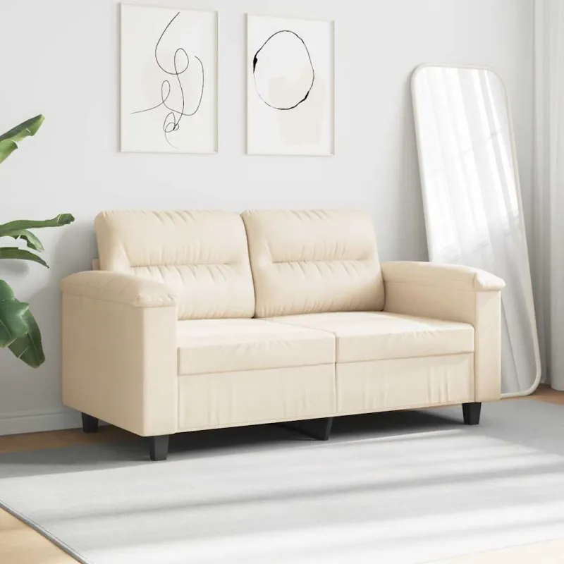 Dvivietė sofa, smėlio spalvos, 120cm, mikropluošto audinys