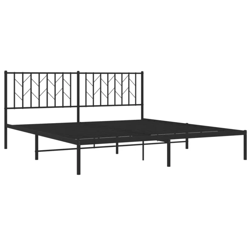 Metalinis lovos rėmas su galvūgaliu, juodos spalvos, 183x213cm
