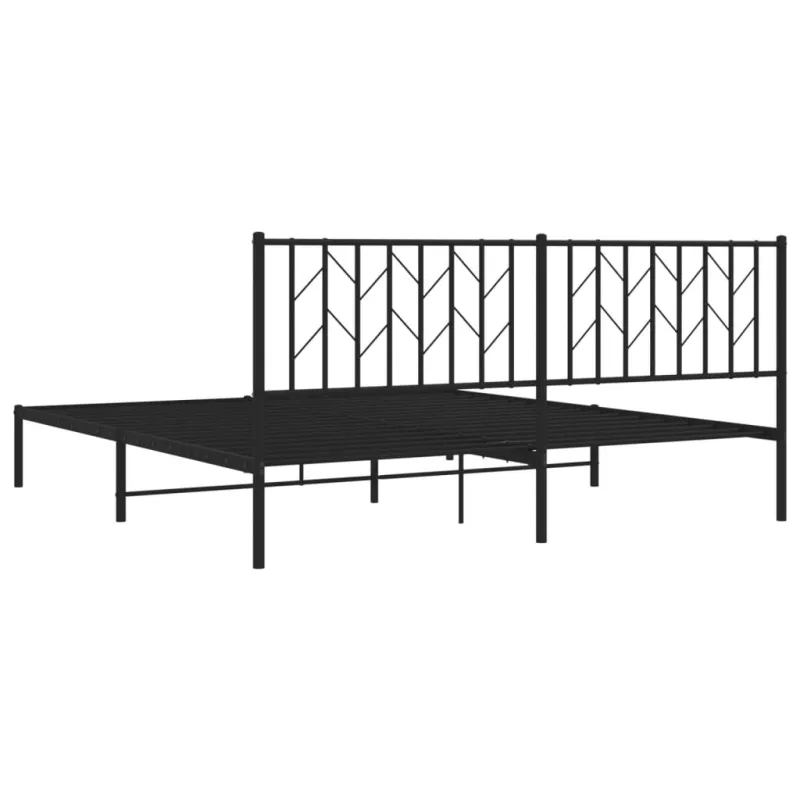 Metalinis lovos rėmas su galvūgaliu, juodos spalvos, 183x213cm