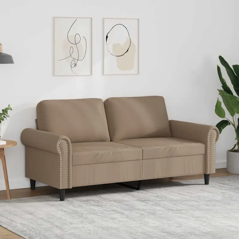 Dvivietė sofa, kapučino spalvos, 140cm, dirbtinė oda
