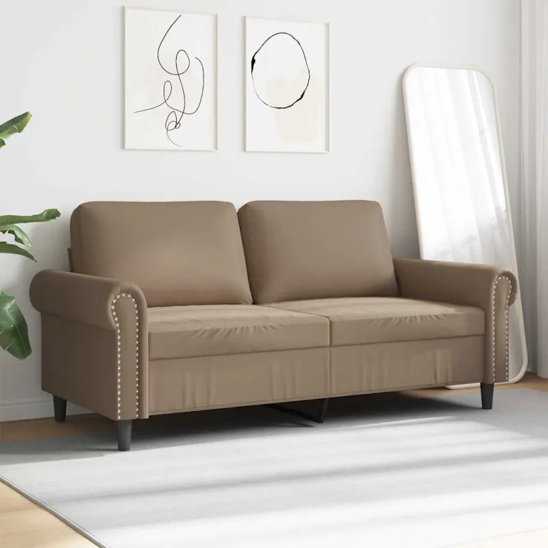 Dvivietė sofa, kapučino spalvos, 140cm, dirbtinė oda