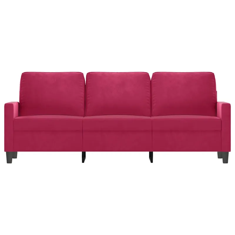 Trivietė sofa, raudonojo vyno spalvos, 180cm, aksomas
