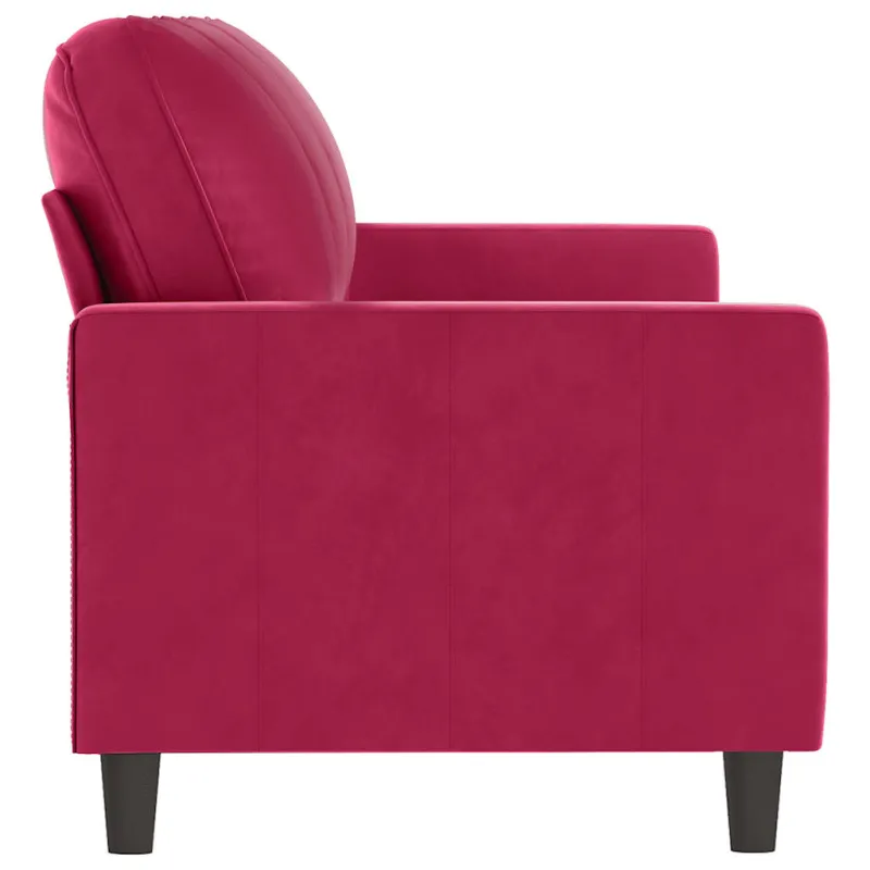 Trivietė sofa, raudonojo vyno spalvos, 180cm, aksomas