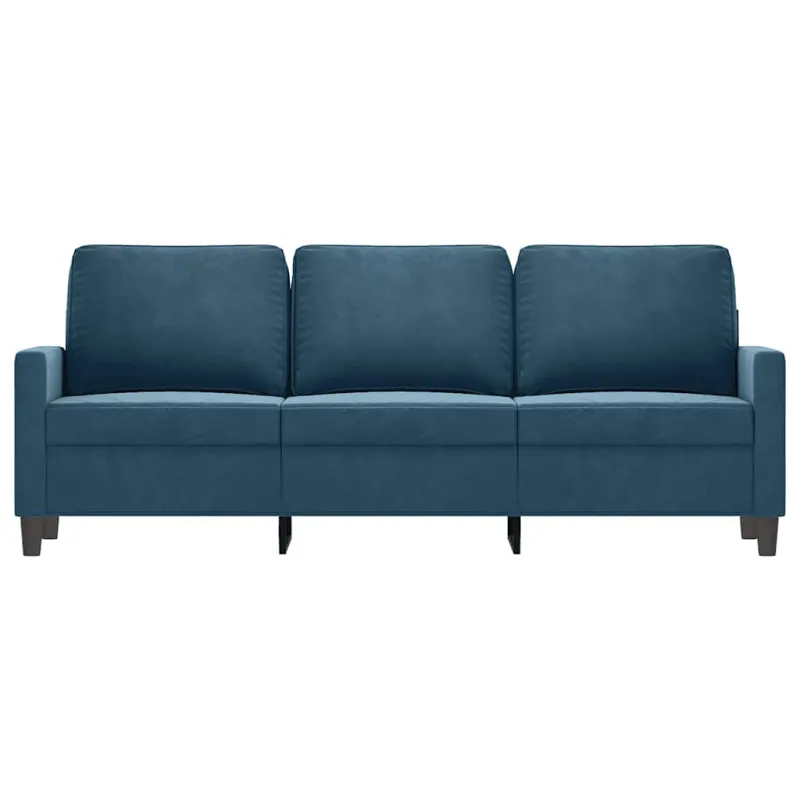 Trivietė sofa, mėlynos spalvos, 180cm, aksomas