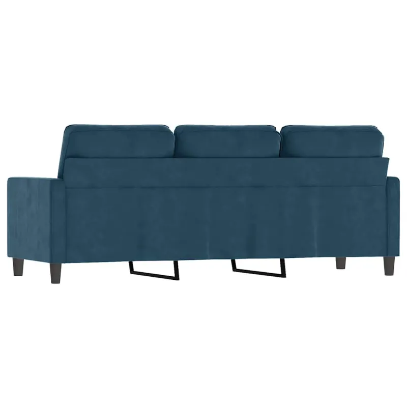 Trivietė sofa, mėlynos spalvos, 180cm, aksomas