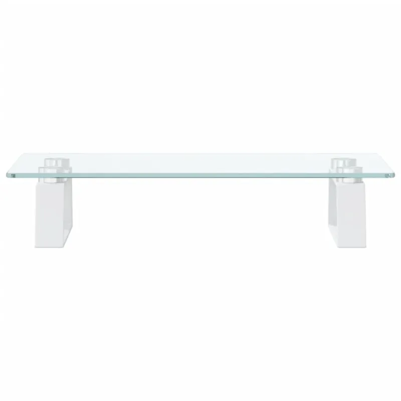 Monitoriaus stovas, baltas, 40x20x8cm, stiklas ir metalas