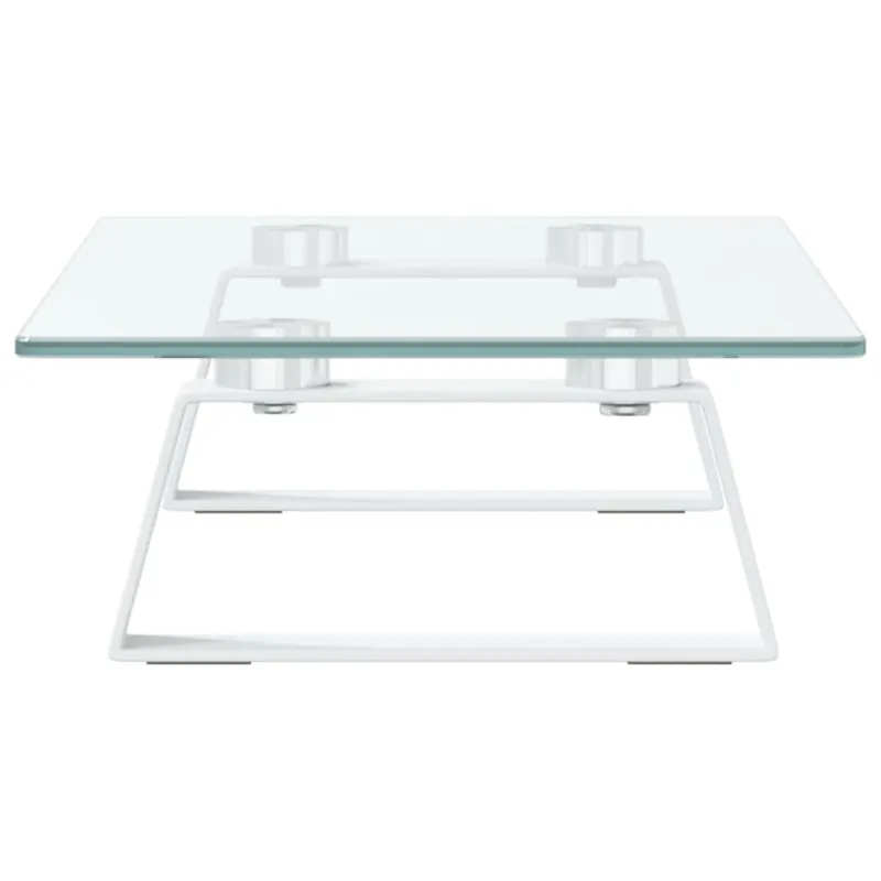 Monitoriaus stovas, baltas, 40x20x8cm, stiklas ir metalas