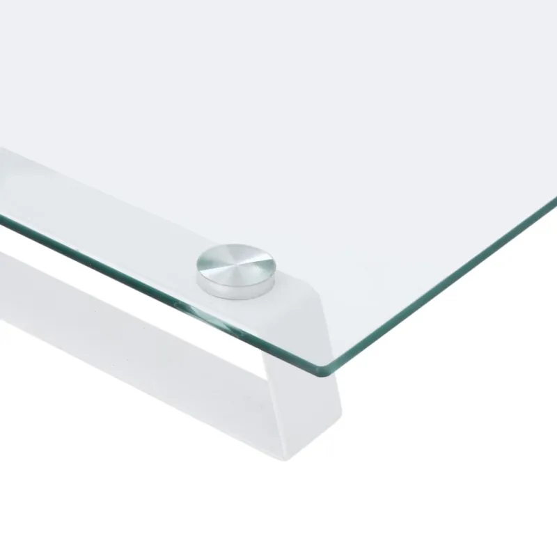 Monitoriaus stovas, baltas, 40x20x8cm, stiklas ir metalas