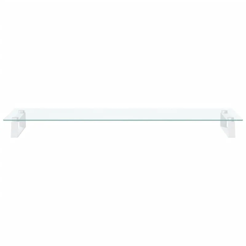 Monitoriaus stovas, baltas, 100x35x8cm, stiklas ir metalas