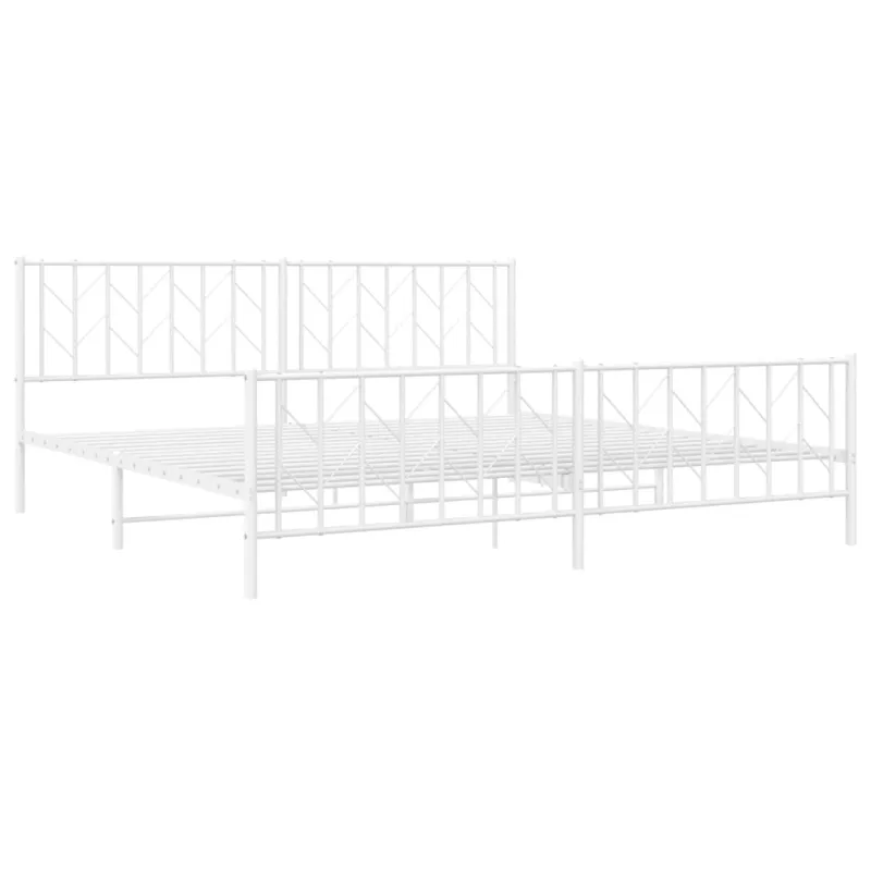 Lovos rėmas su galvūgaliu/kojūgaliu, baltas, 200x200cm, metalas
