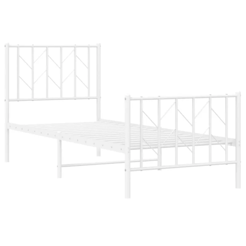 Lovos rėmas su galvūgaliu/kojūgaliu, baltas, 75x190cm, metalas