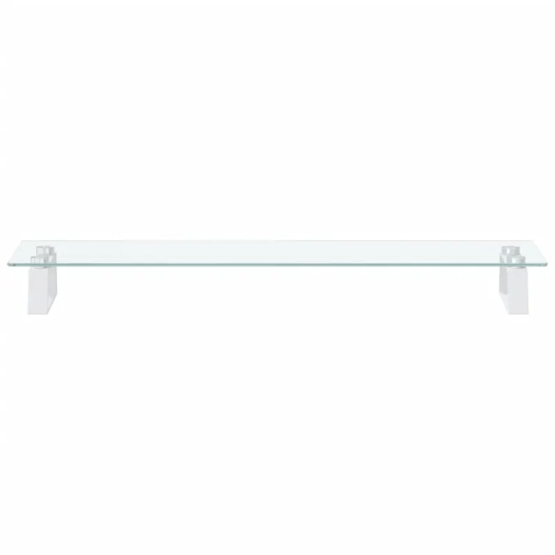 Monitoriaus stovas, baltas, 80x20x8cm, stiklas ir metalas