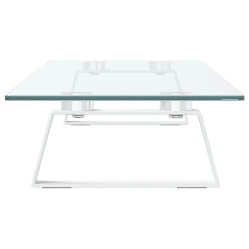 Monitoriaus stovas, baltas, 80x20x8cm, stiklas ir metalas