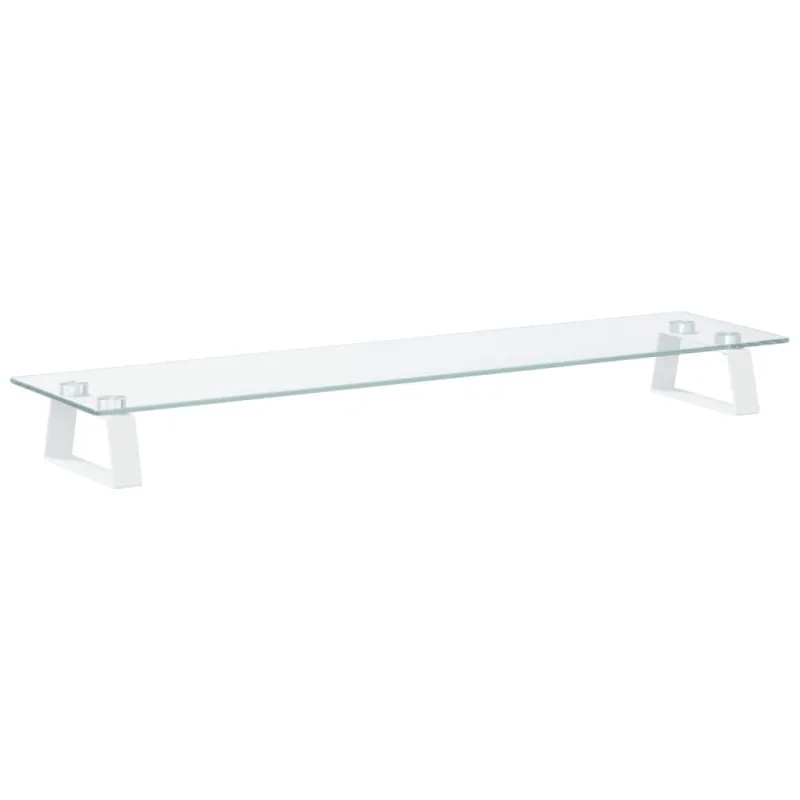 Monitoriaus stovas, baltas, 80x20x8cm, stiklas ir metalas