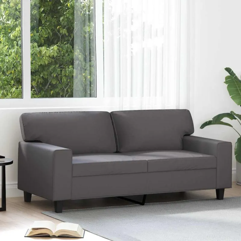 Dvivietė sofa, pilkos spalvos, 140cm, dirbtinė oda
