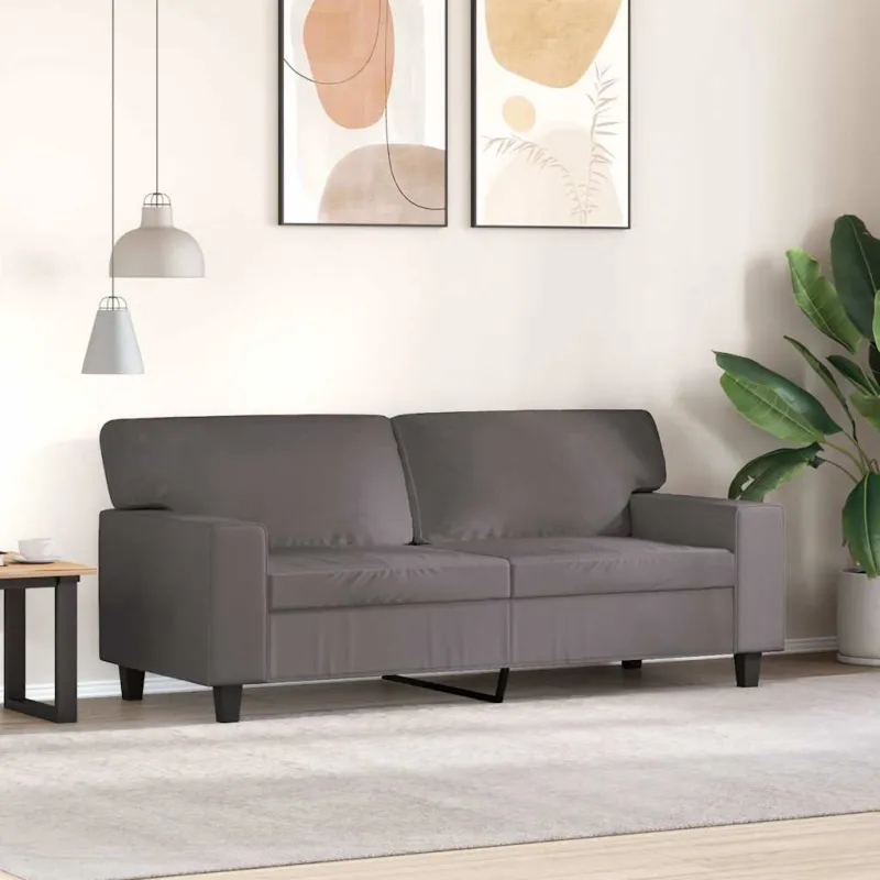 Dvivietė sofa, pilkos spalvos, 140cm, dirbtinė oda