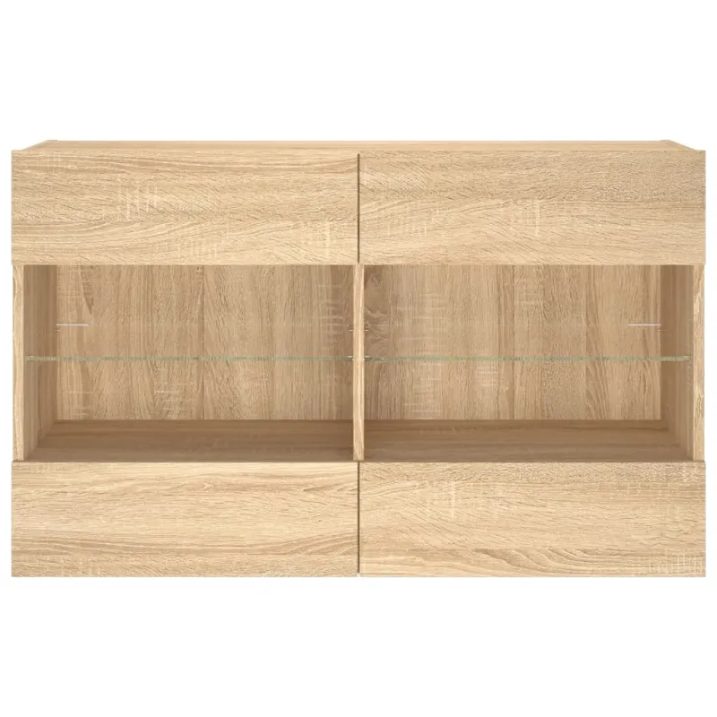 Sieninė TV spintelė su LED lemputėmis, ąžuolo, 98,5x30x60,5cm