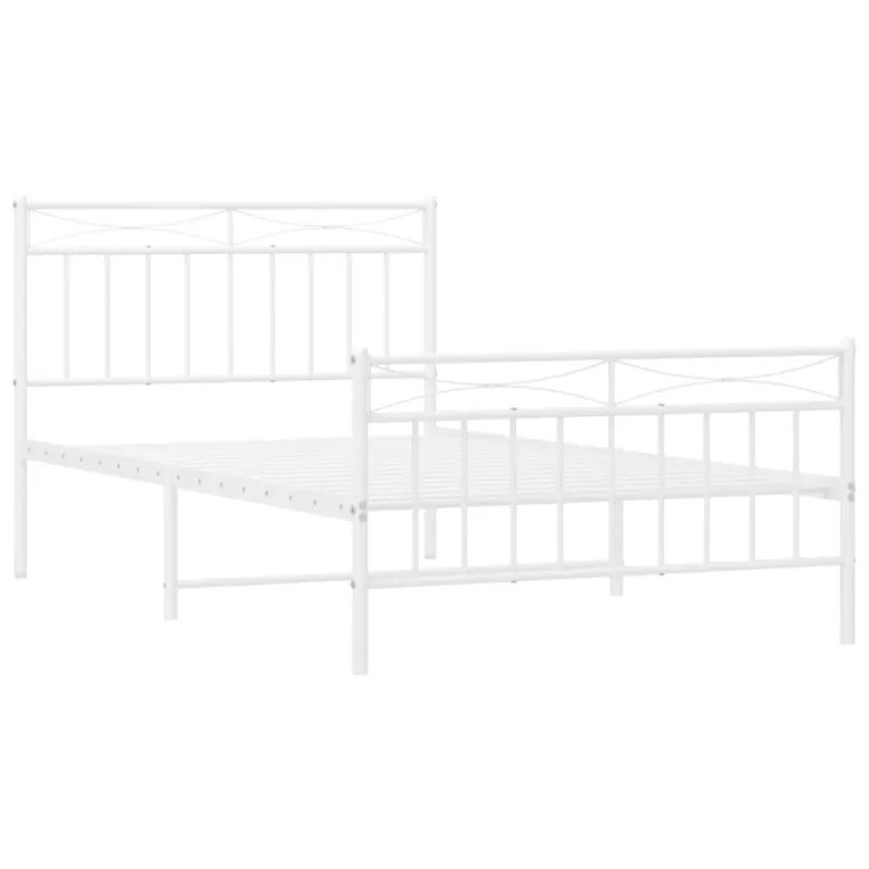 Lovos rėmas su galvūgaliu/kojūgaliu, baltas, 107x203cm, metalas