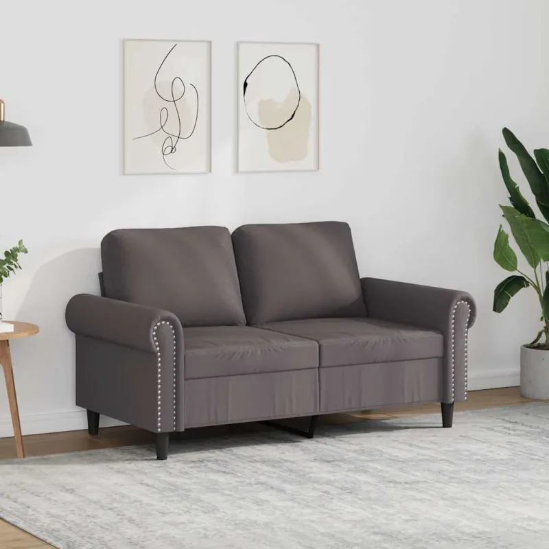 Dvivietė sofa, pilkos spalvos, 120cm, dirbtinė oda
