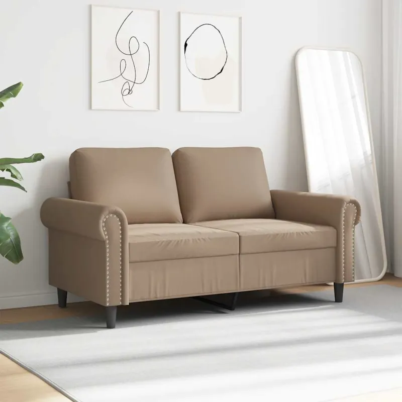 Dvivietė sofa, kapučino spalvos, 120cm, dirbtinė oda