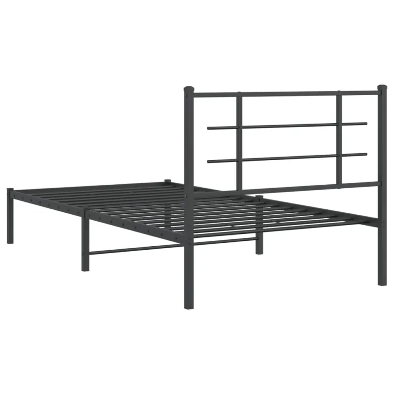 Metalinis lovos rėmas su galvūgaliu, juodos spalvos, 107x203cm