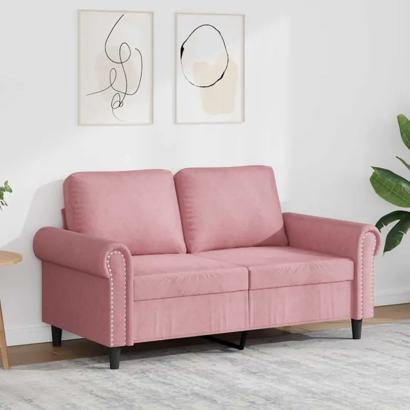 Dvivietė sofa, rožinės spalvos, 120cm, aksomas