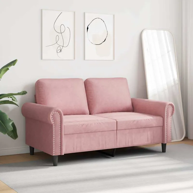 Dvivietė sofa, rožinės spalvos, 120cm, aksomas