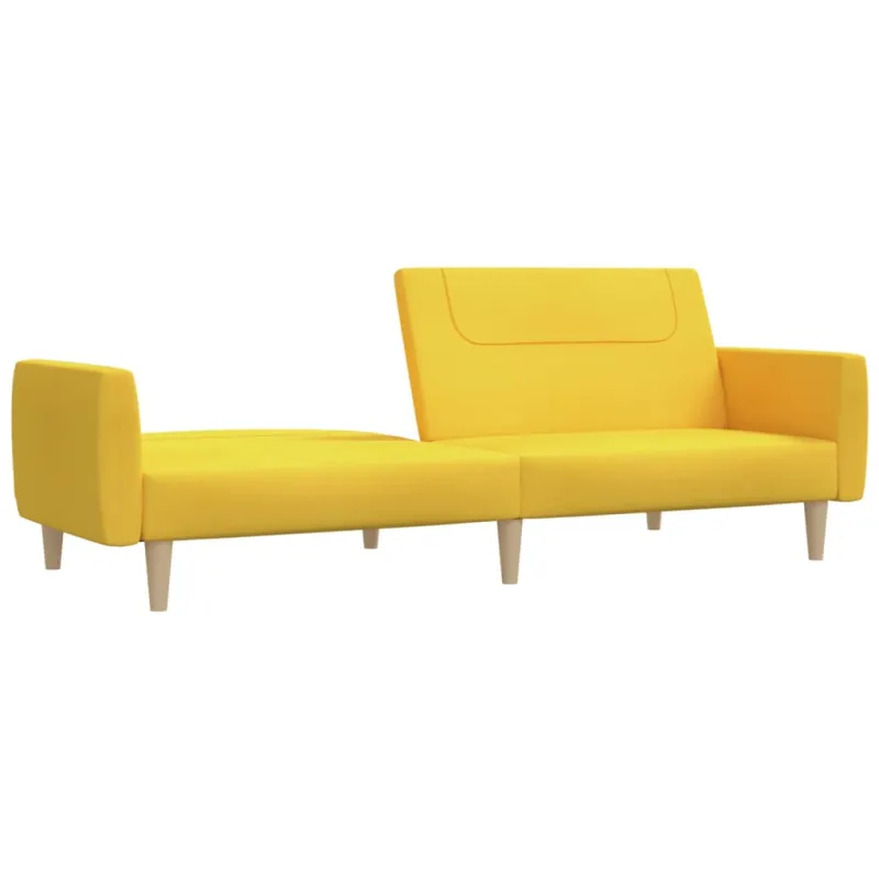 Dvivietė sofa-lova, geltonos spalvos, audinys