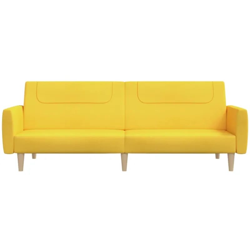 Dvivietė sofa-lova, geltonos spalvos, audinys
