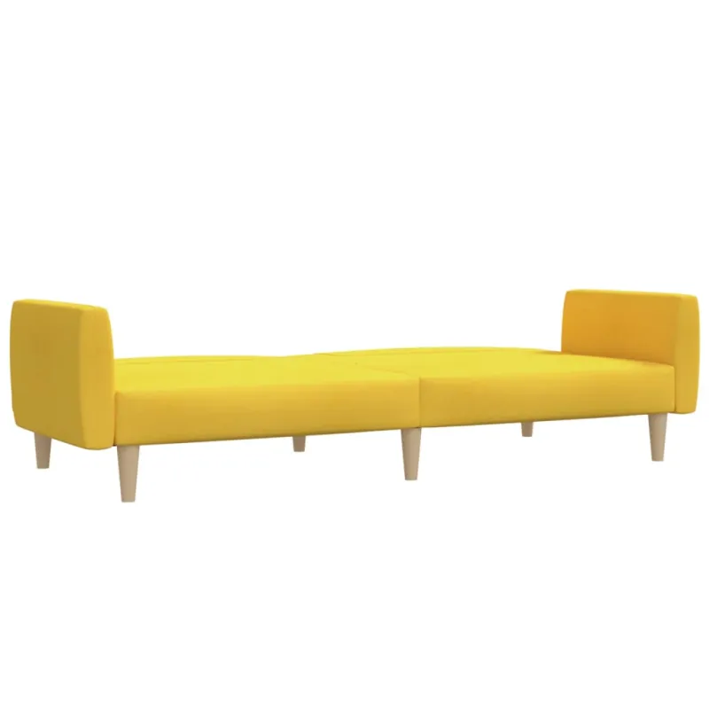 Dvivietė sofa-lova, geltonos spalvos, audinys