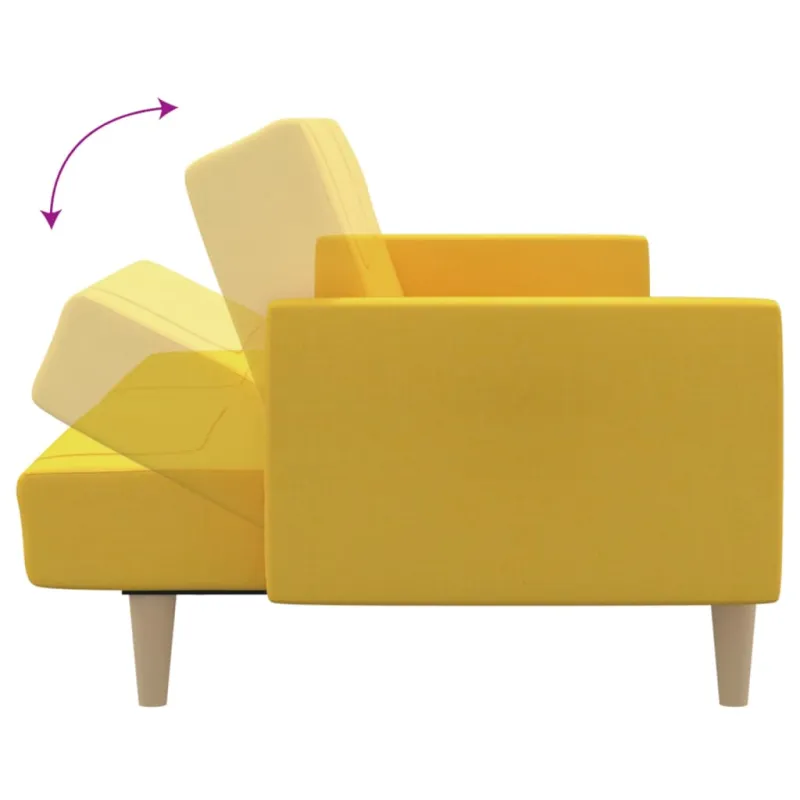 Dvivietė sofa-lova, geltonos spalvos, audinys