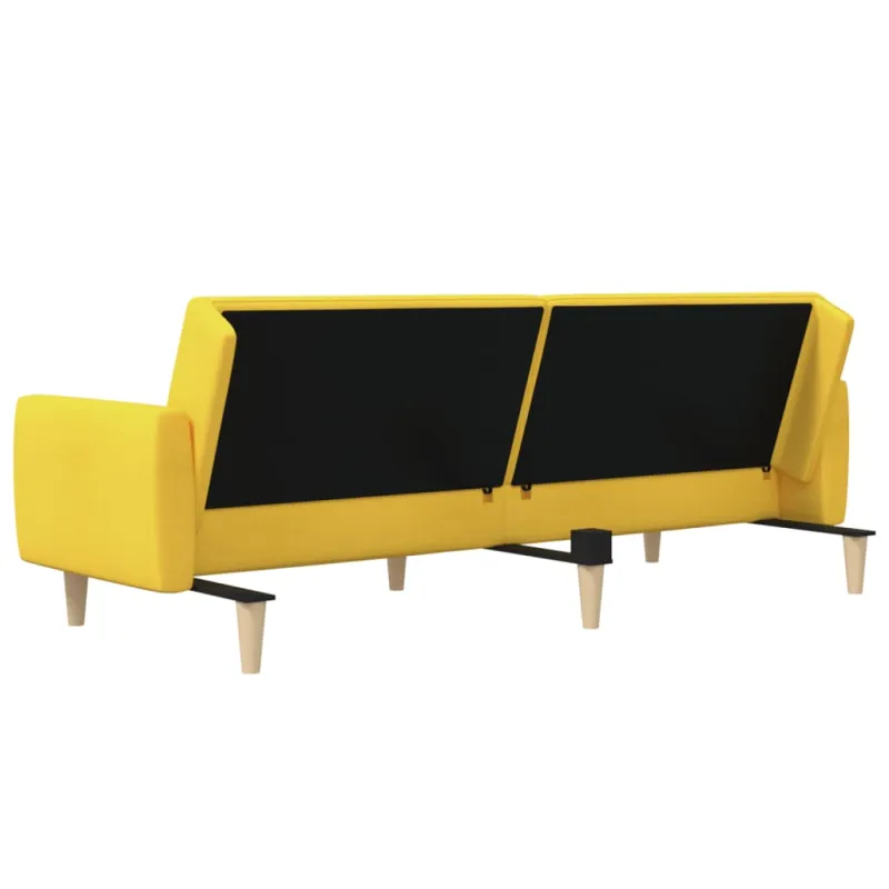 Dvivietė sofa-lova, geltonos spalvos, audinys