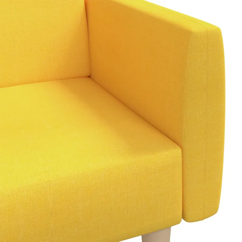 Dvivietė sofa-lova, geltonos spalvos, audinys