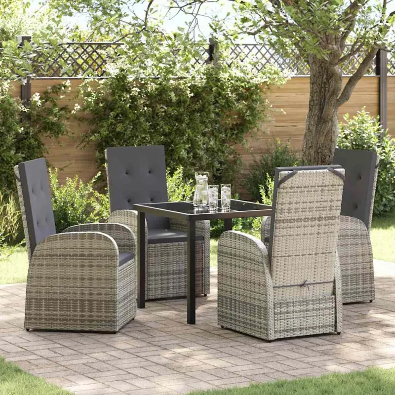 Sodo ruokailukompletti tyynyillä, 5 osaa, Harmaa polyrataska