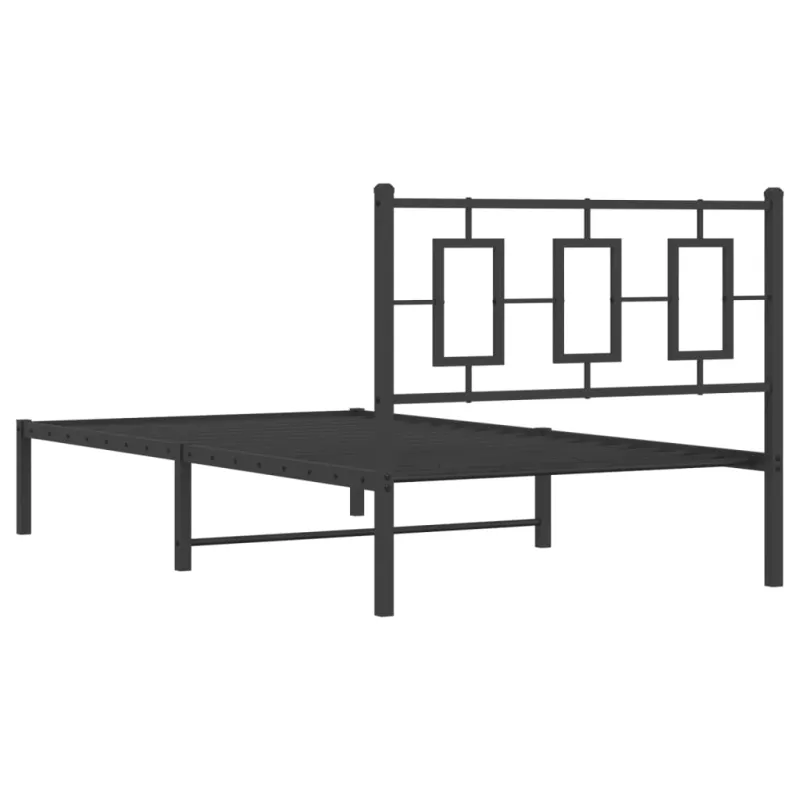 Metalinis lovos rėmas su galvūgaliu, juodos spalvos, 100x200cm