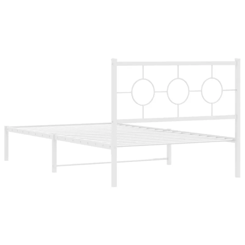 Metalinis lovos rėmas su galvūgaliu, baltos spalvos, 107x203cm