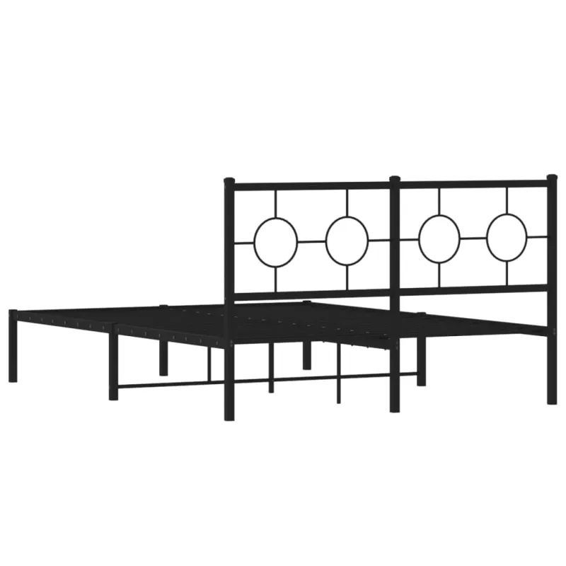 Metalinis lovos rėmas su galvūgaliu, juodos spalvos, 135x190cm