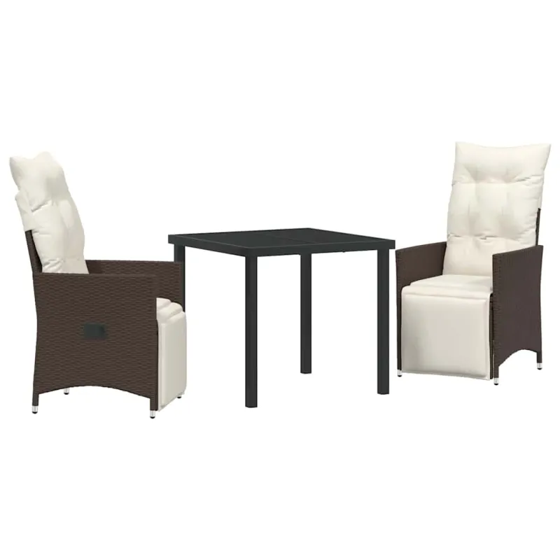 Sodo ruokailuryhmä 3:n osan setti tyynyn kanssa, ruskea polyrataska
