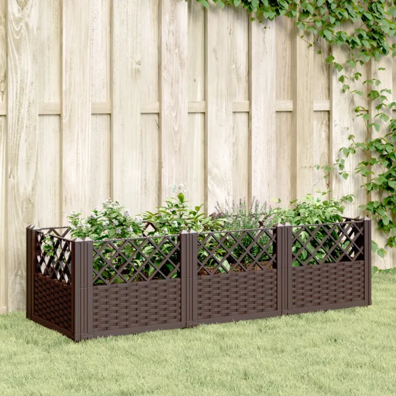 Sodo lovelis su kuoliukais, rudas, 123,5x43,5x43,5cm, PP