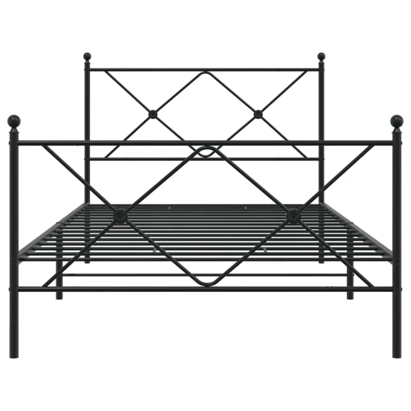 Lovos rėmas su galvūgaliu/kojūgaliu, juodas, 100x190cm, metalas