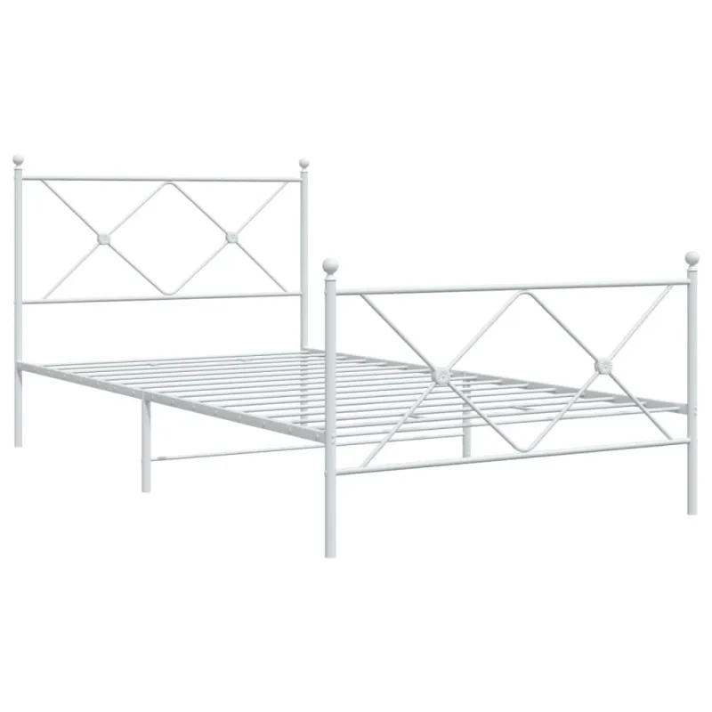 Lovos rėmas su galvūgaliu/kojūgaliu, baltas, 100x190cm, metalas