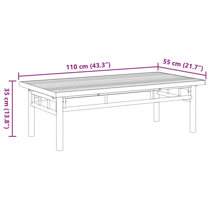Kavos staliukas, 110x55x35cm, bambukas