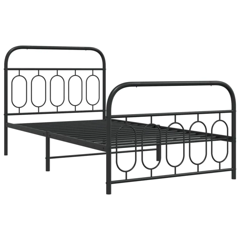 Lovos rėmas su galvūgaliu/kojūgaliu, juodas, 107x203cm, metalas