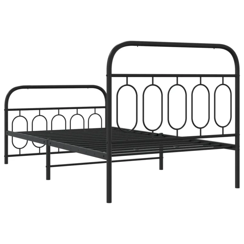 Lovos rėmas su galvūgaliu/kojūgaliu, juodas, 107x203cm, metalas