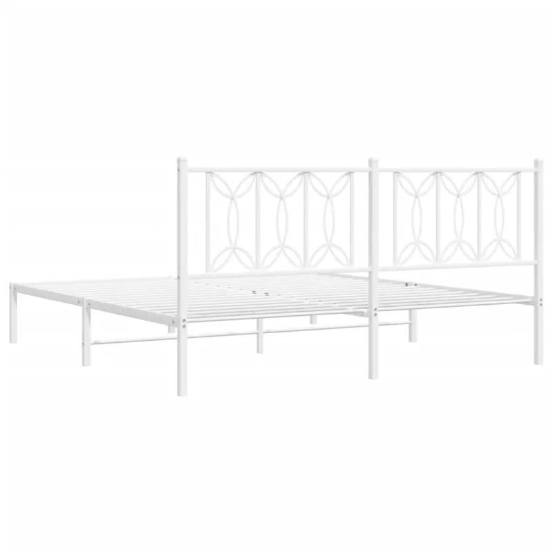 Metalinis lovos rėmas su galvūgaliu, baltos spalvos, 183x213cm