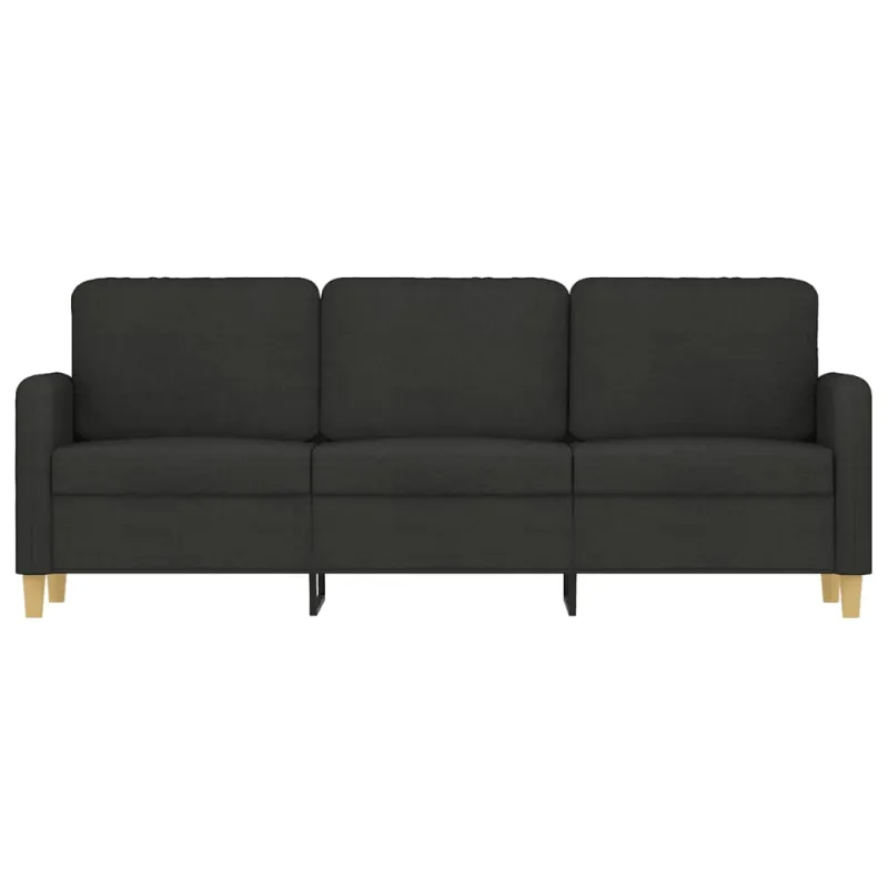 Trivietė sofa, juodos spalvos, 180cm, audinys